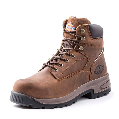 Dickies Men's Stryker Brown Leather Waterproof Steel Toe 6" Work Boot ...