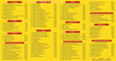 Menu at New Dynasty Restaurant, Goondiwindi