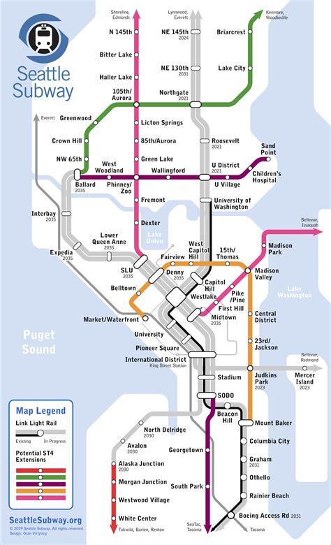 Map Of Seattle Light Rail - State Coastal Towns Map