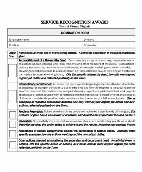 Employee Recognition form Template Best Of Recognition Award Templates 8 Free Word Excel Pdf ...