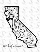 California CA USA State Map Printable Coloring Page Book  Etsy sketch template