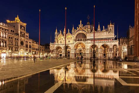 Basilica San Marco Reflections at Night - Venice, Italy Photograph by Barry O Carroll - Fine Art ...