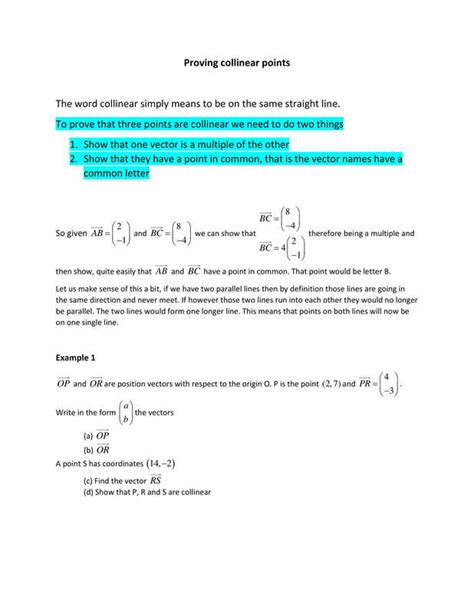 Vectors - Proving Parallel and Collinear - CSEC Math Tutor