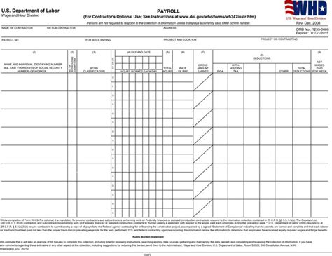 General Certified Payroll Form | Payroll template, Project management templates, Payroll