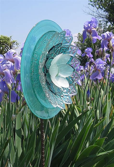 Aquamarine Garden Art Sculpture Recycled Glass Yard Stake | Etsy