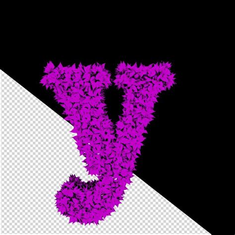 Premium PSD | 3d symbol from purple leaves letter y