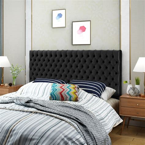 Noble House Jazmin Tufted King Cal King Velvet Headboard, Black - Walmart.com - Walmart.com