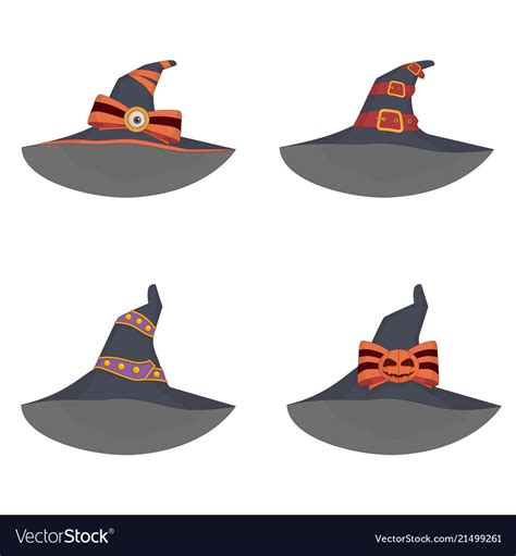 Set of unusual witch hats in manga style anime Vector Image