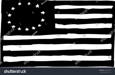 Black And White Vector Illustration Of An American Betsy Ross Flag - 129457574 : Shutterstock