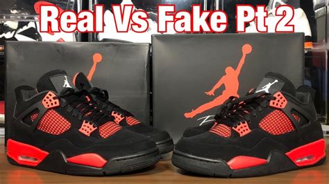 Air Jordan 4 Crimson/Red Thunder Real Vs Fake Pt 2. Scary good updated Fakes - YouTube