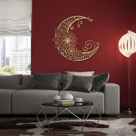 Mandala Moon Wall Decor, Metal Moon Flower Wall Hanging, Floral Moon ...