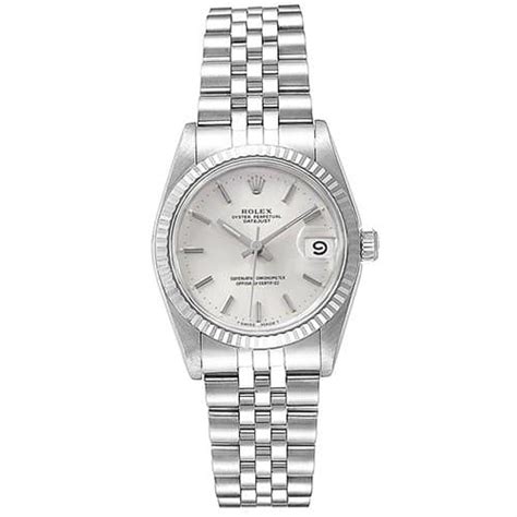 Rolex Datejust 68274 Silver Dial With Diamonds 18k White Gold And Stainless Steel Watch - Big ...