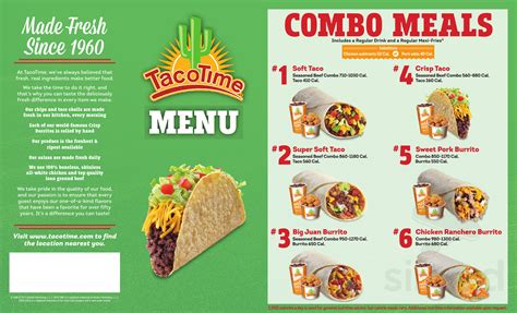 Taco Time menu in Lewiston, Idaho, USA