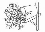 Black And White Mailbox With Flowers Bouquet Of Wild Romantic  sketch template