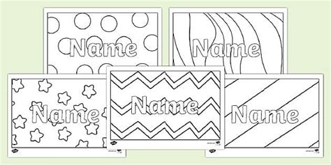 Editable Name Simple Colouring Activity Sheets - KS1