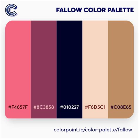 Fallow Color Palette includes soft red, dark pink, dark blue, shades of ...