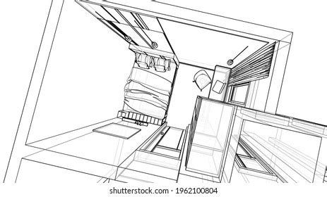 Perspective Plan Small Bedroom Design 3d Stock Illustration 1962100804 | Shutterstock