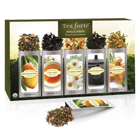 Tea Forté Classic SINGLE STEEPS Loose Tea Sampler, 15 Single Serve ...