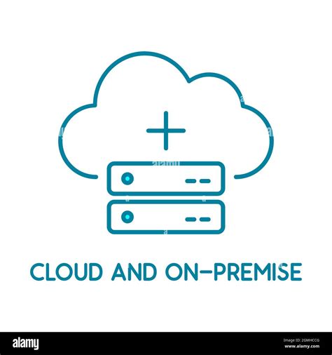 Cloud and on-premise service line icon. Local network and cloud based ...