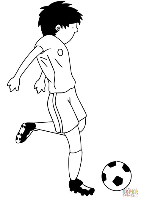 Cartoon Soccer Player Kicking Ball coloring page | Free Printable Coloring Pages