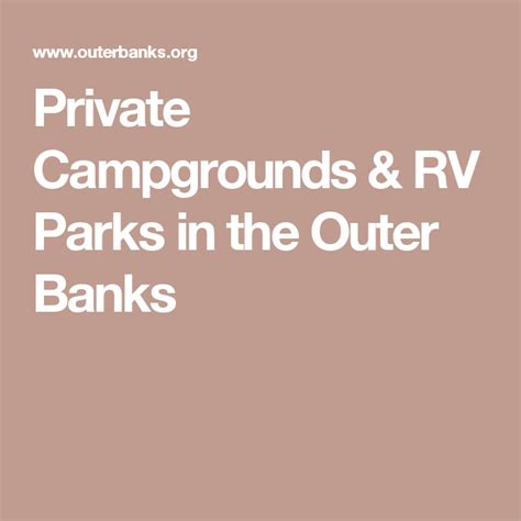 Private Campgrounds & RV Parks in the Outer Banks | Rv parks, Private campgrounds, Campground