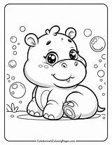 Hippo Coloring Pages 6 Free Printable  Cute Animals sketch template