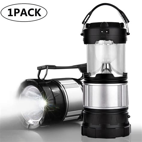 2-in-1 Solar Lantern Rechargeable Flashlight Collapsible LED Lantern for Camping, Hiking ...