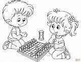 Boy And Girl Playing Chess coloring Page  Free Printable Coloring Pages sketch template
