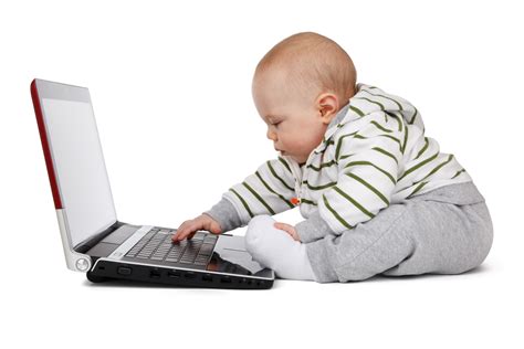 Baby Working On A Laptop Free Stock Photo - Public Domain Pictures
