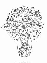 Birthday Roses Coloring Page For Kids  Free Floral Bouquets Printable sketch template