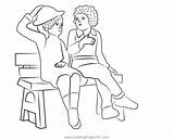 Couple Sitting On Bench Coloring Page For Kids  Free Valentines Day sketch template
