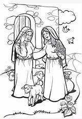 Mary And Elizabeth Coloring Page Sketch sketch template