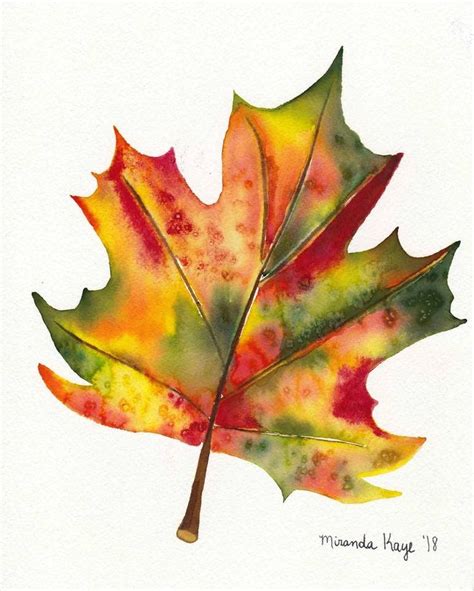 Maple Leaf Painting by Miranda Gaines | Saatchi Art | Autumn leaves art, Fall watercolor ...