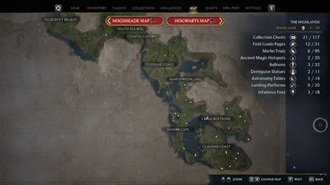 Hogwarts Legacy map size and locations