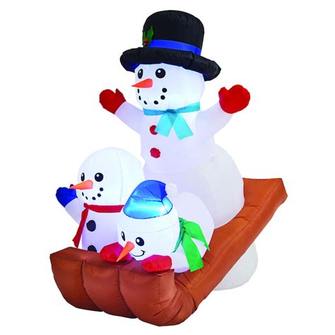 Gemmy 5-ft Snowman White Light Family Scene Xmas Inflatable 119203 | RONA