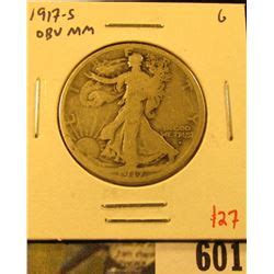 1917-S Walking Liberty Half Dollar, Obverse Mint mark, G, value $27