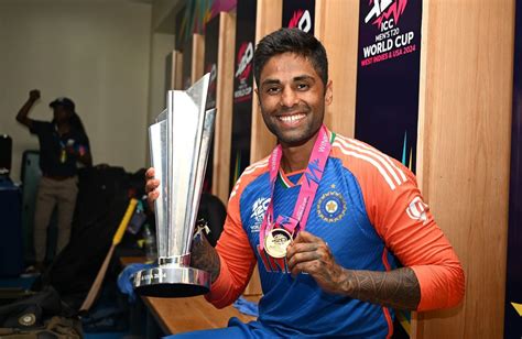 Suryakumar Yadav is all smiles with the T20 World Cup trophy and the ...