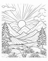 Free Mountain Coloring Pages For Kids And Adults sketch template
