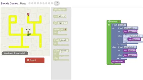 Blockly.games Maze LvL 10 - YouTube