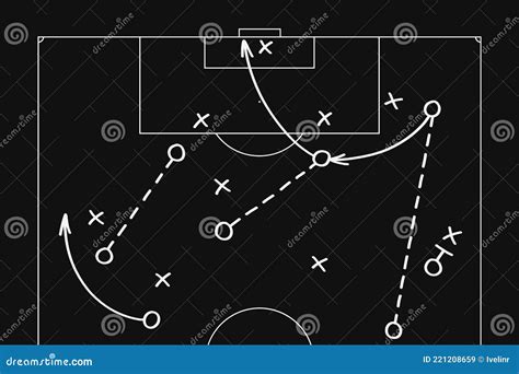 Football Soccer Game Tactics Playbook Diagram Stock Illustration - Illustration of explaining ...