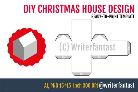 Christmas House Template, Cutting File Graphic by Writerfantast ...