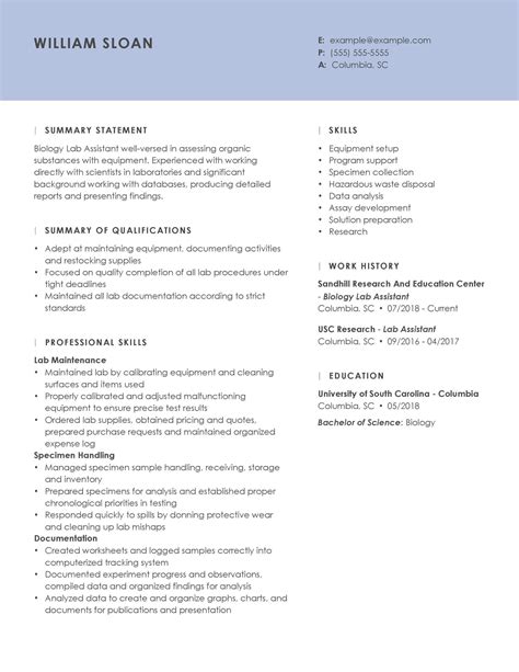 Biology Resume Template