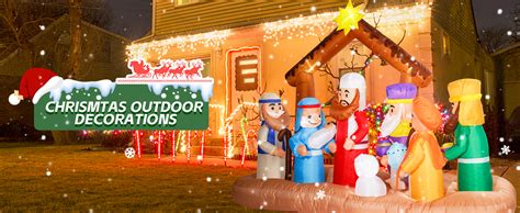 Amazon.com: Risenor 6.5Ft Long Christmas Inflatable Nativity Scene Outdoor Decorations ...