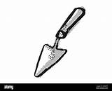 Retro Cartoon Style drawing Of A Hand trowel Garden Or Gardening  sketch template