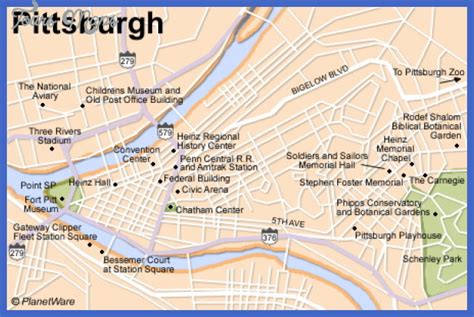 Pittsburgh Map Tourist Attractions - ToursMaps.com