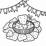 Mexican Food coloring Page Doodle Guacamole style Nachos Festive  sketch template