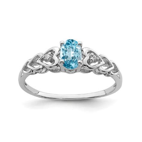 Diamond and Genuine Blue Topaz Girl's Birthstone Ring in Sterling Silver - Size 7 - The Jewelry Vine