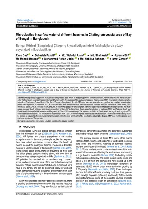 (PDF) Microplastics in surface water of different beaches in Chattogram coastal area of Bay of ...