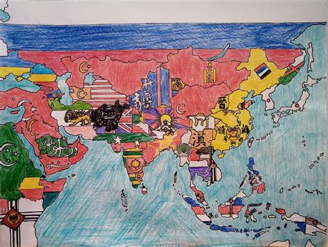 My flag map of Kaiserreich's Asia is done! Took me a few days worth of ...