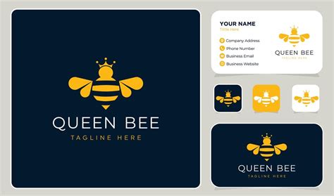 Premium Vector | Queen Bee Logo Vector Design with Business Card Template